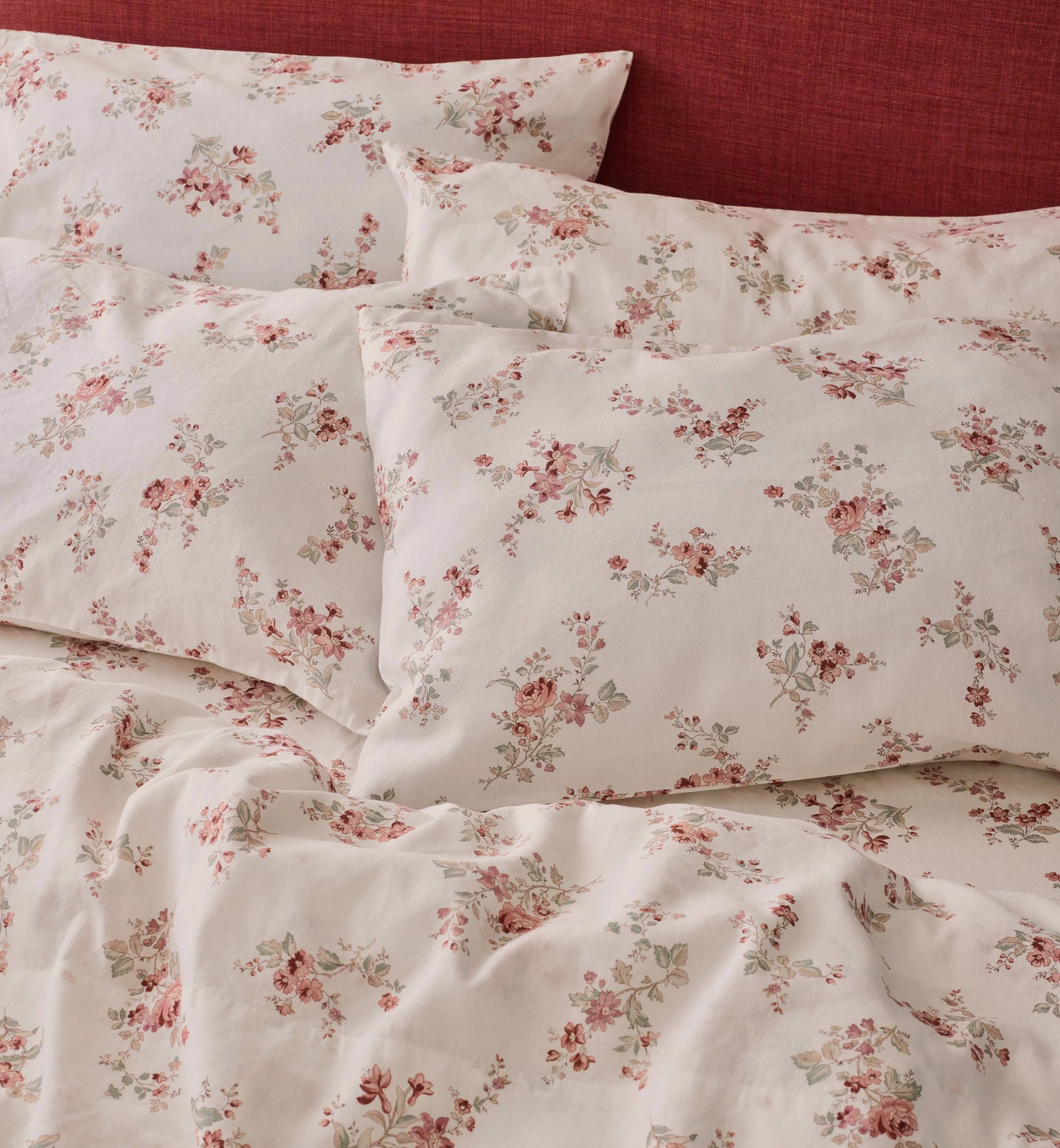 Dusty Pink Heirloom Rose Linen Blend Pillowcases (Pair)