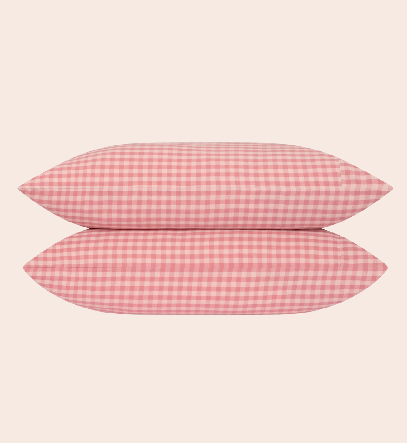 Dusty Pink & Rose Colour Drenched Gingham Linen Blend Pillowcases (Pair)