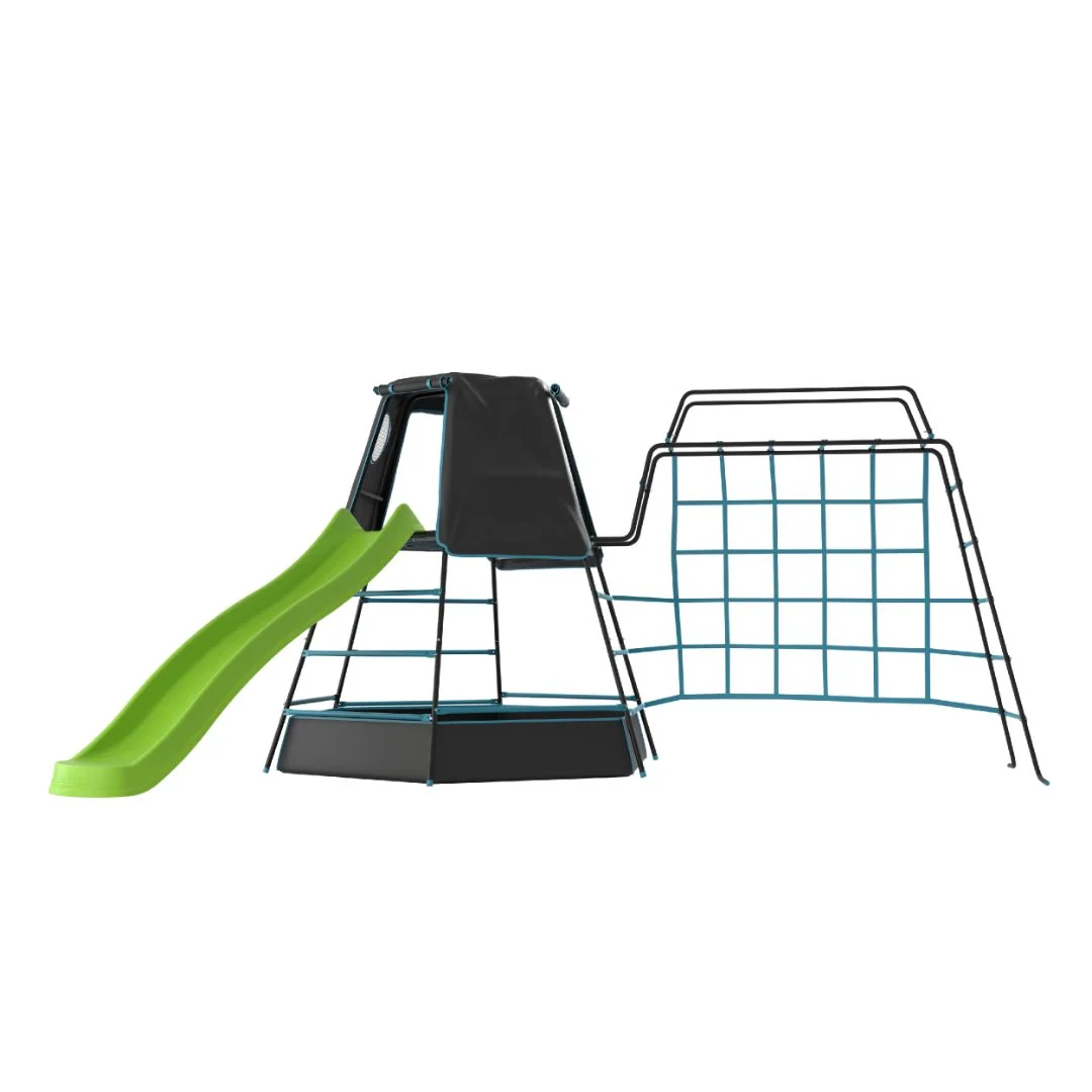 Image of TP Explorer Metal Climbing Frame Set with Monkey Bridge & Ripple Slide Black Edition
