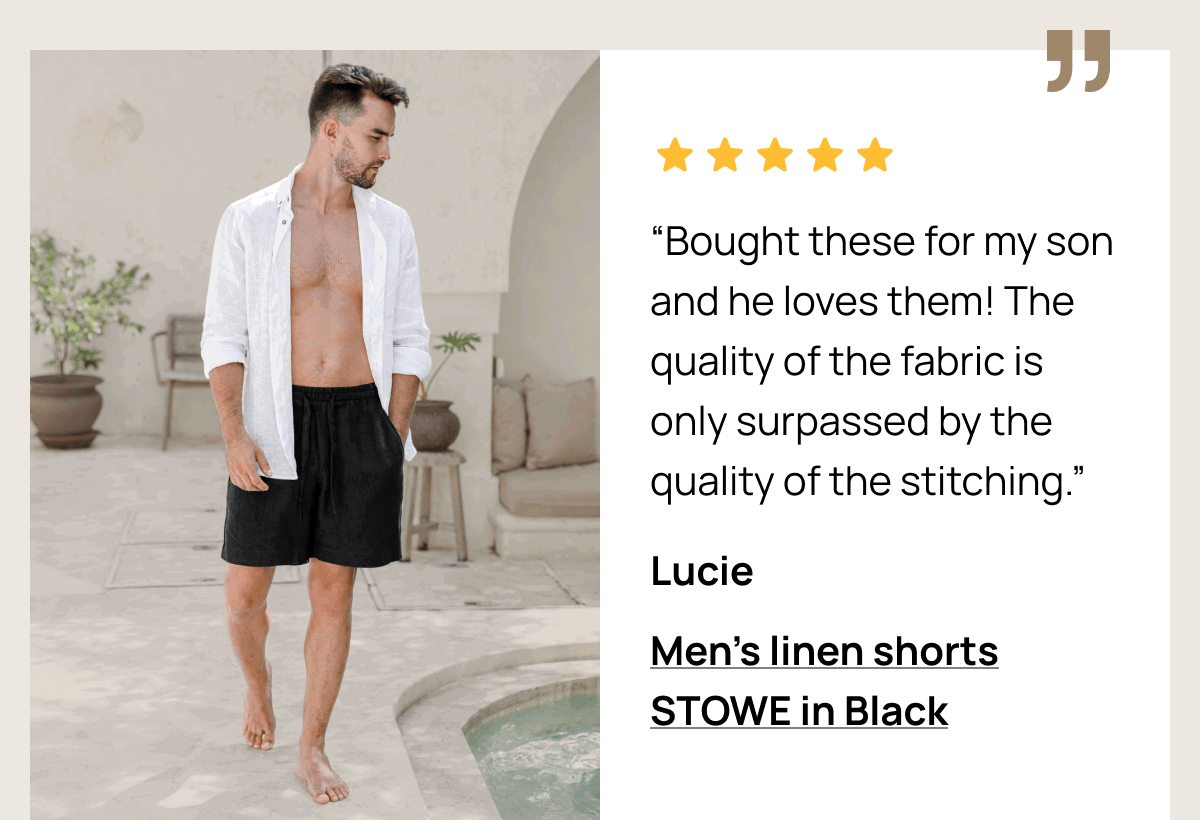 Lucie, Men's linen shorts STOWE in Black 