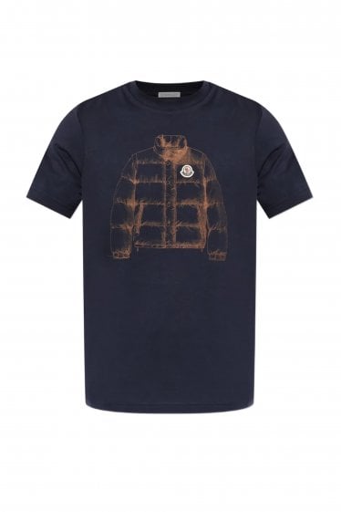 Printed Cotton T-Shirt Navy