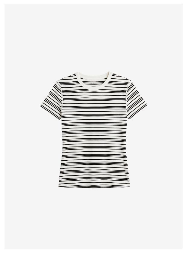 Crew-Neck Short Sleeve Tee | Black Beauty Kent Stripe