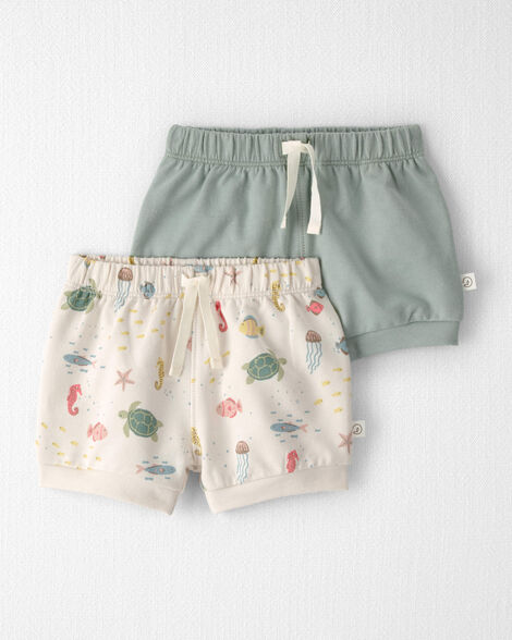 Image of Baby Girl 2-Pack Organic Cotton Shorts in Under the Sea