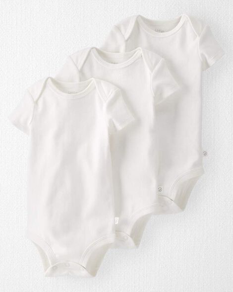 Image of Baby 3-Pack Organic Cotton Rib Bodysuits