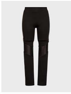 Dressy Black Jersey Legging With Back Slit and Wide Waistband