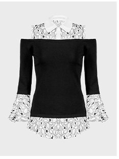 Black sweater with detachable lace pieces