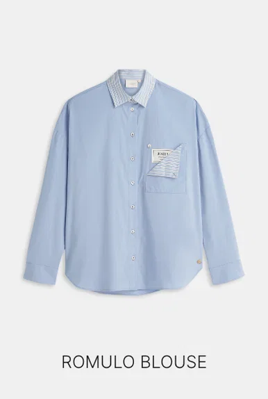 JV-ROMULO oversized blouse met strepen - mid blue