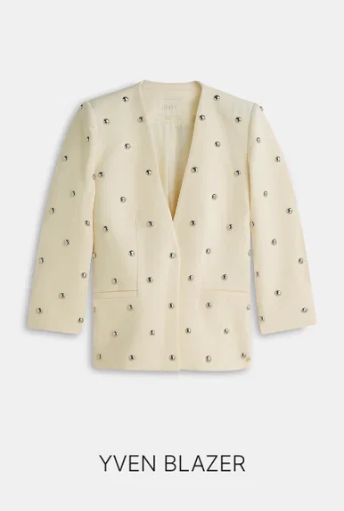 JV-YVEN oversized blazer met studs - light yellow