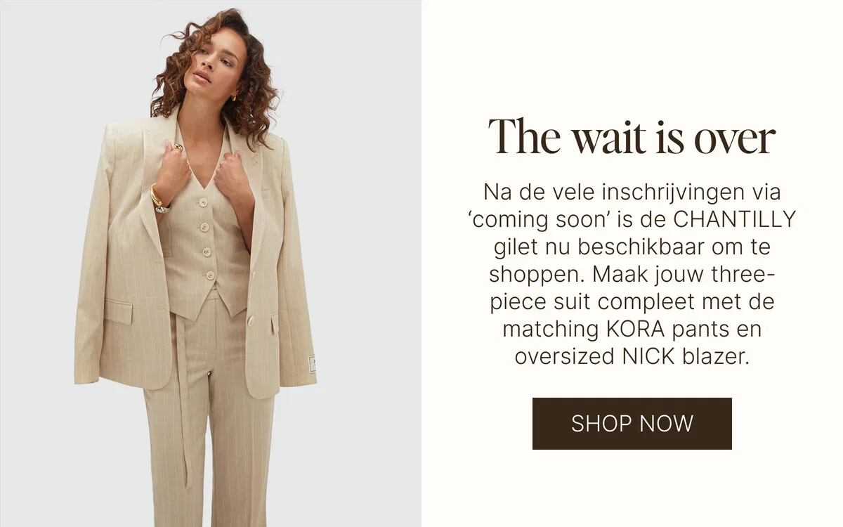 JV-CHANTILLY fitted gilet met krijtstreep - soft stone melange