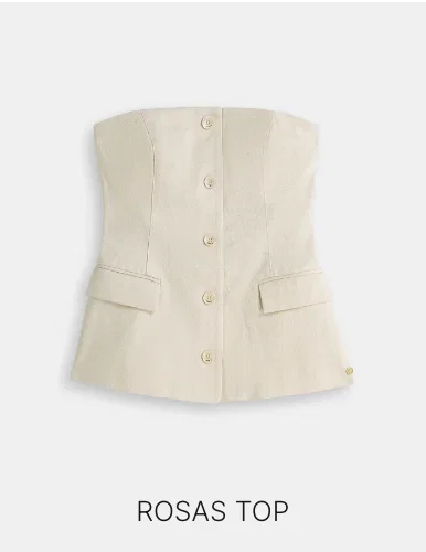 JV-ROSAS fitted bustier van katoen - ecru