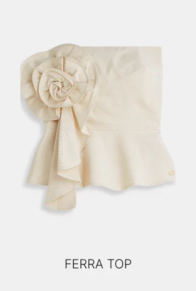 JV-FERRA fitted bustier met bloem van katoen - ecru