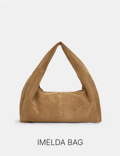 JV-IMELDA schoudertas van suède - light khaki