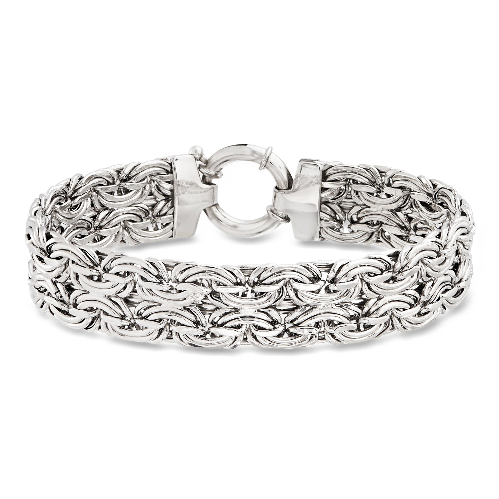 Image of Sterling Silver Wide Byzantine Bracelet