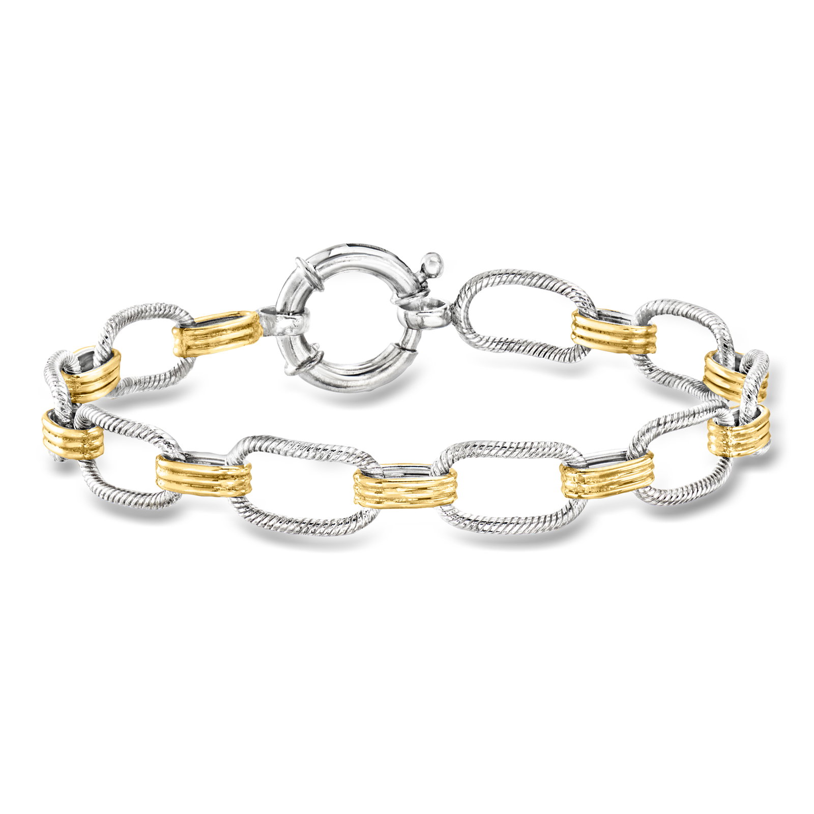 Image of Silver and 14kt Gold-Plated Oval-Link Bracelet