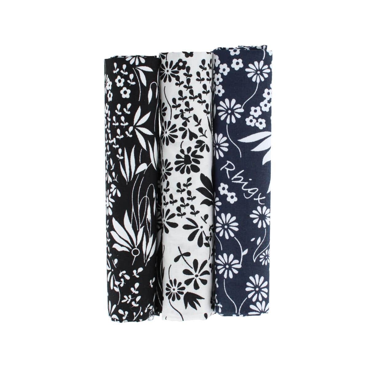 Image of Ezra'a Stately Floral 3 Pack Cotton Handkerchiefs