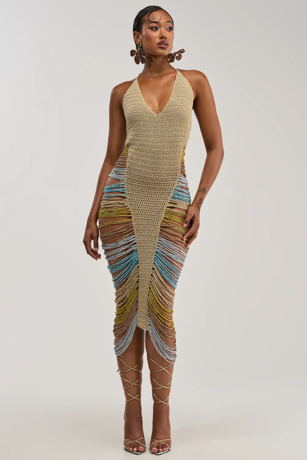 Image of NOT PLAYING IT SAFE CROCHET MAXI DRESS