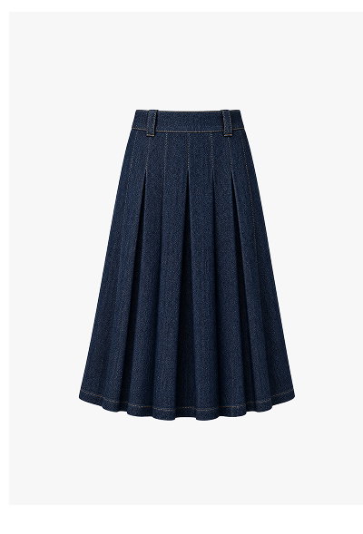 JULIE PLEATED DENIM SKIRT