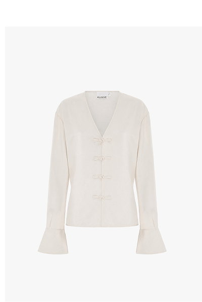SAFFRON KNOT FASTENING SATIN SHIRT