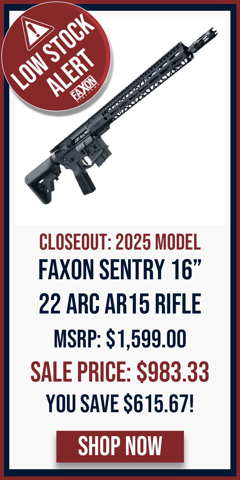 CLOSEOUT: Faxon Sentry Ultralight 16 22 ARC Modern Sporting Rifle