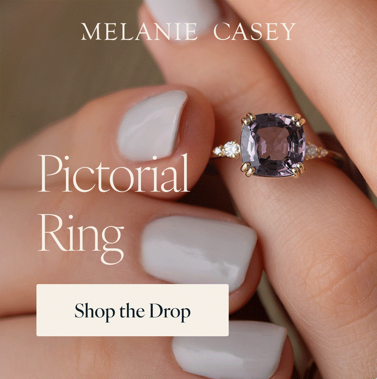 Melanie Casey. Pictorial Ring, Curved Band, Necklace, Studs. Shop the Drop