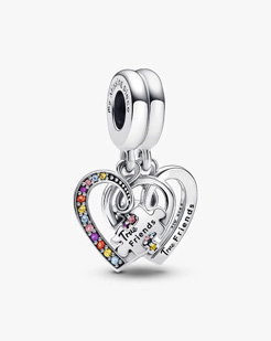 Puzzle Piece Hearts Splittable Friendship Dangle Charm