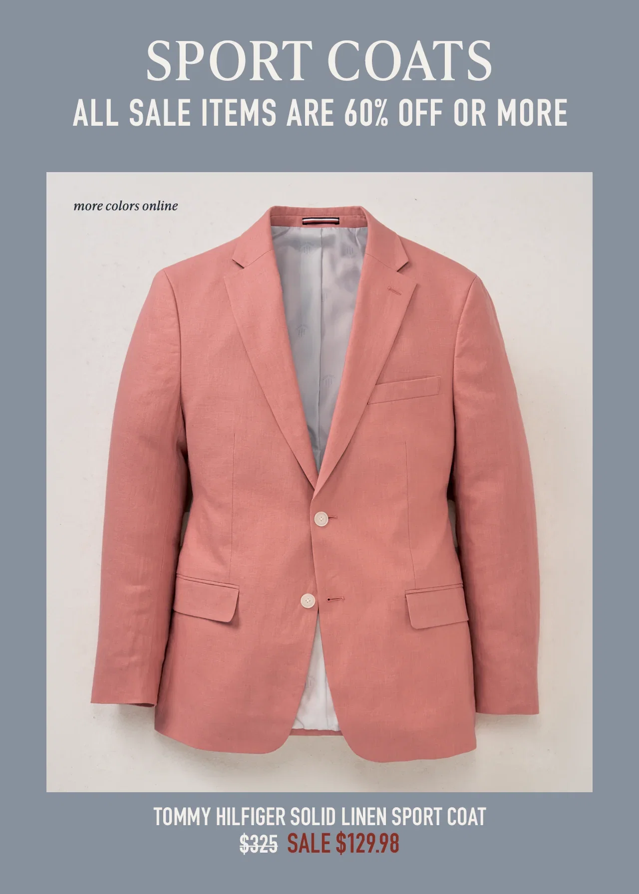 Big and tall sport coats and blazers on sale — 60% off or more.