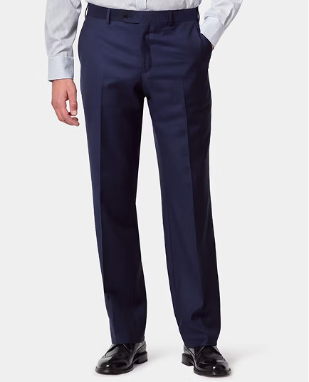 Classic Fit Dark Blue Twill Suit Trousers