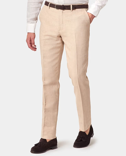 Slim Fit Beige Suit Trousers