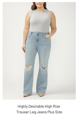 Highly Desirable High Rise Trouser Leg Jeans Plus Size