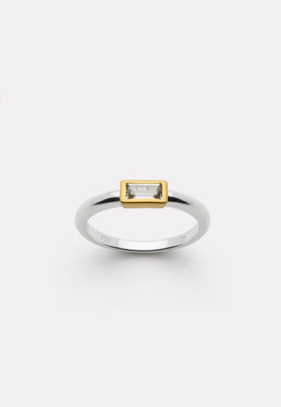 Skye 2-Tone (sil/yell) Cubic Zirconia Ring