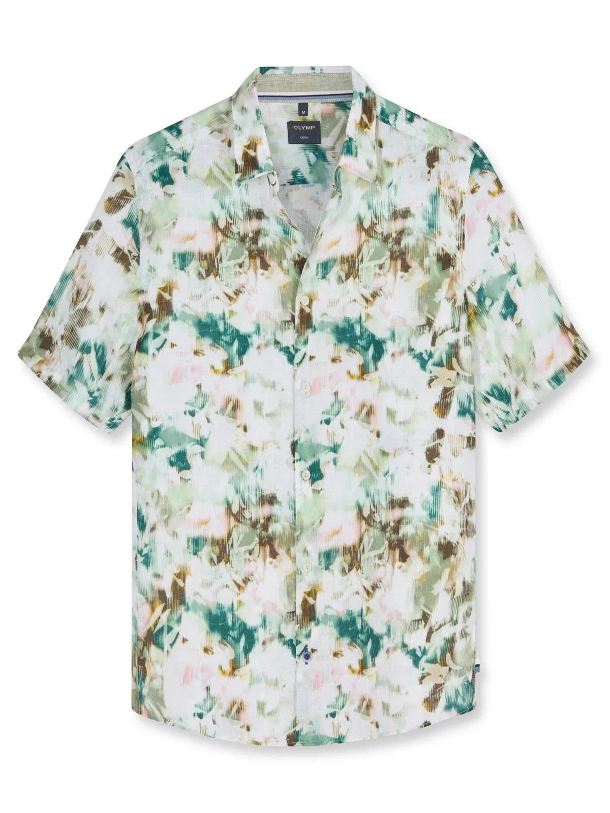 Casual, Regular Fit, Kurzarmhemd aus Leinen mit Print