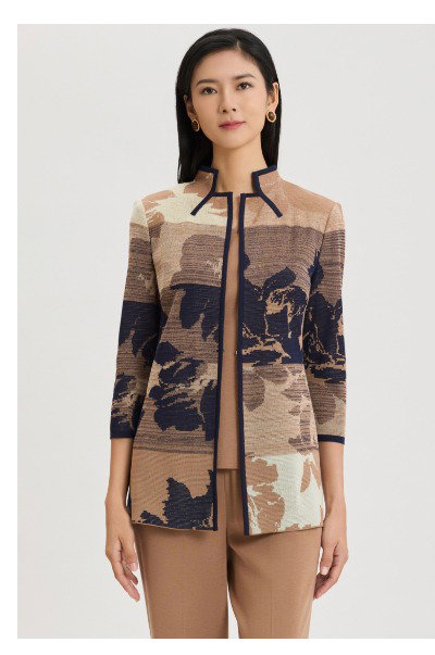 Floral Jacquard Ombre Knit Jacket
