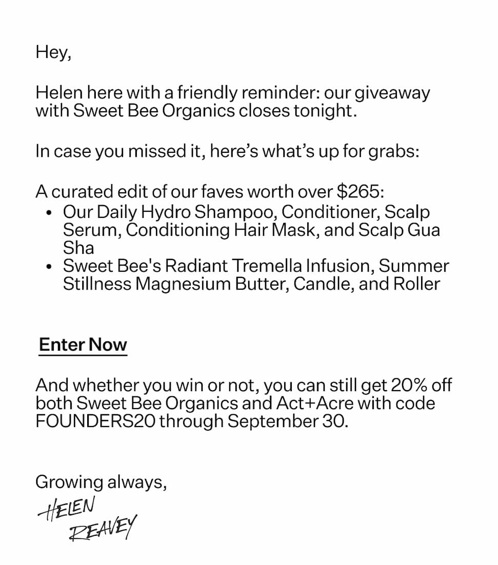 Giveaway details