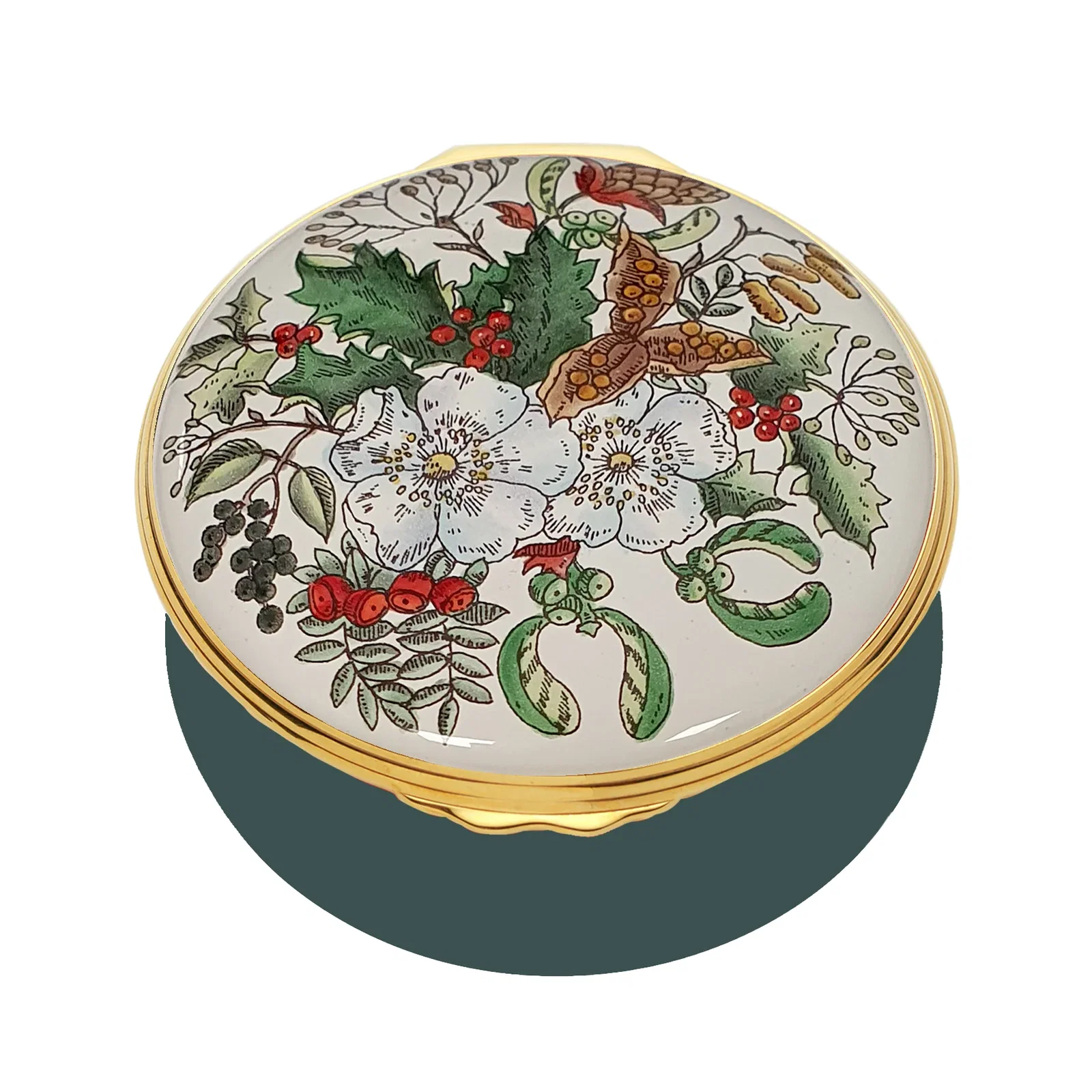 Image of White Holly Enamel Box