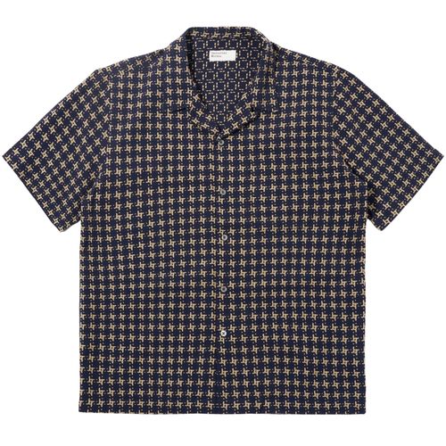 Universal Works Rhodes 8 Cotton Road Shirt - Navy/Sand