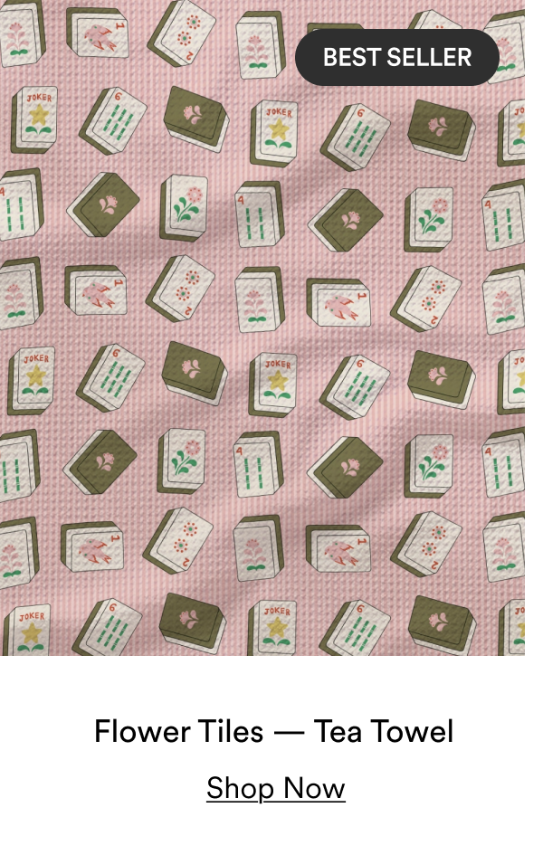 Flower Tiles — Tea Towel