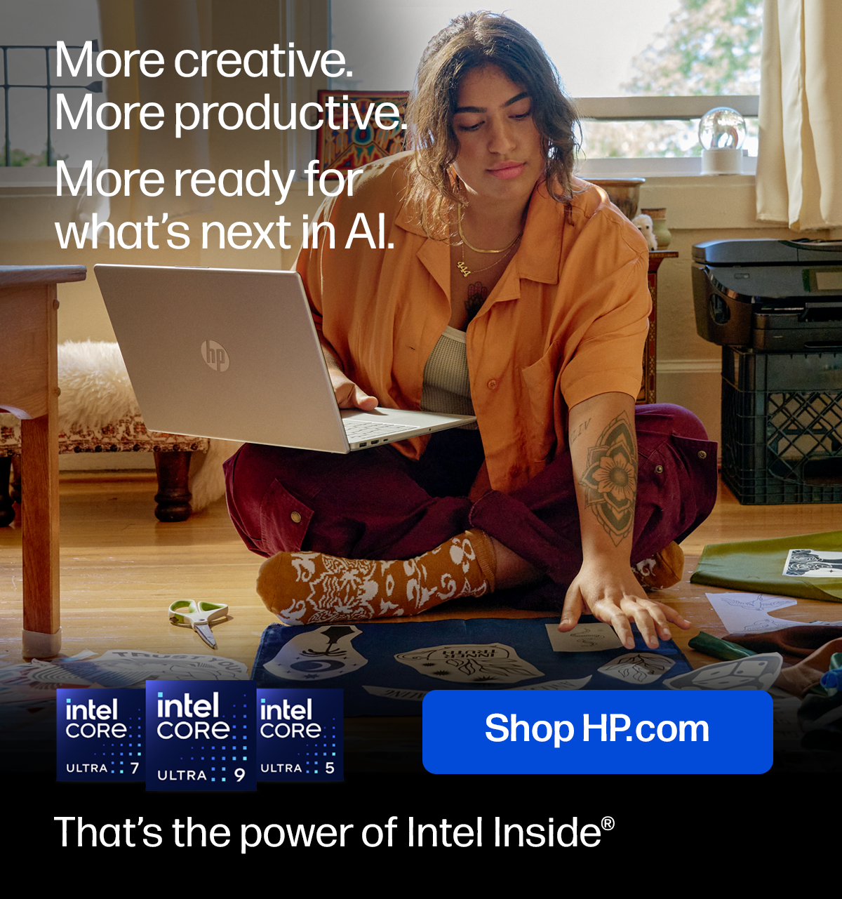 More creative. More productive. More ready for what’s next in AI. | Shop HP.com | That’s the power of Intel Inside(R)