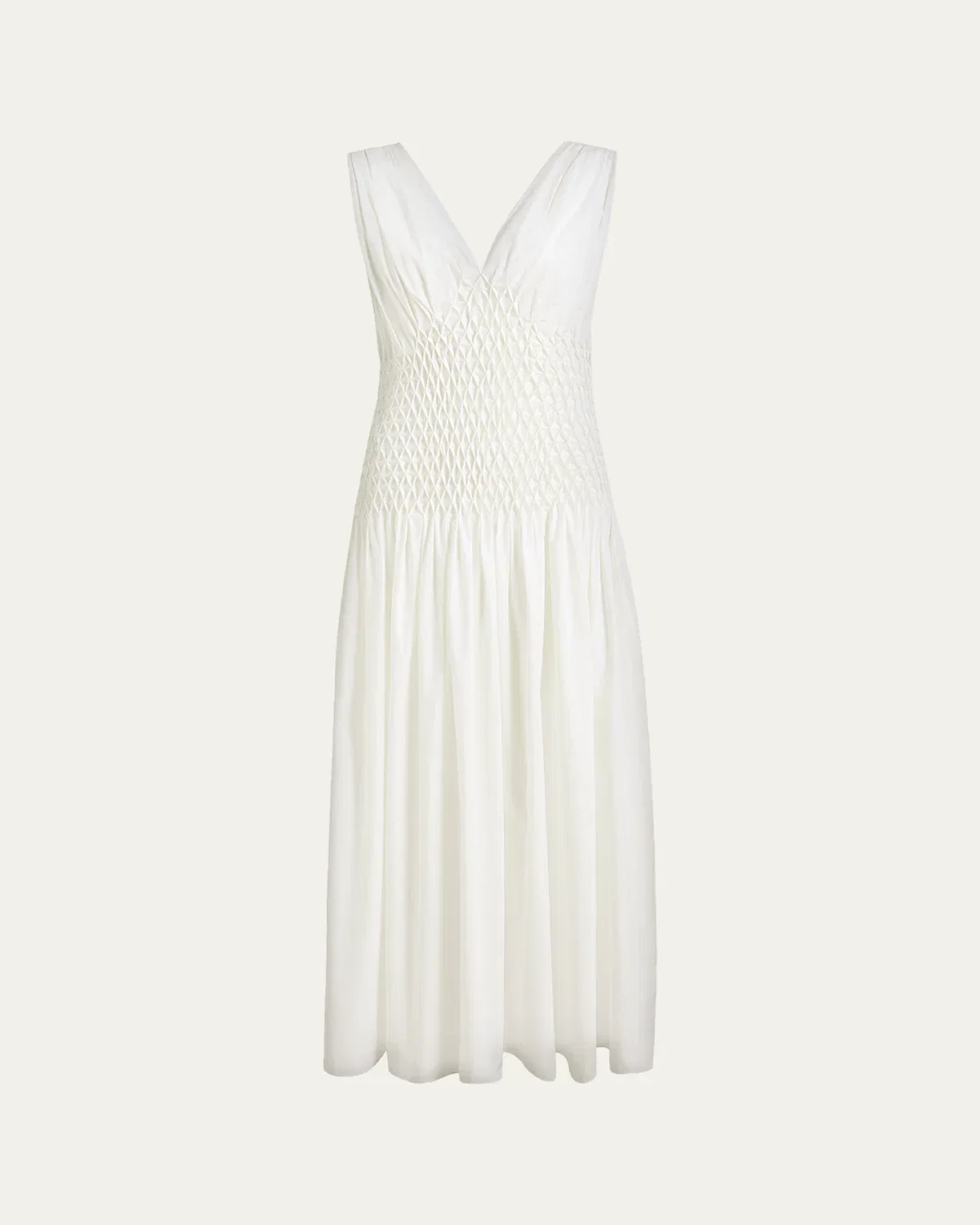 Nola Sleeveless Diamond Pleat Cotton Ankle Dress