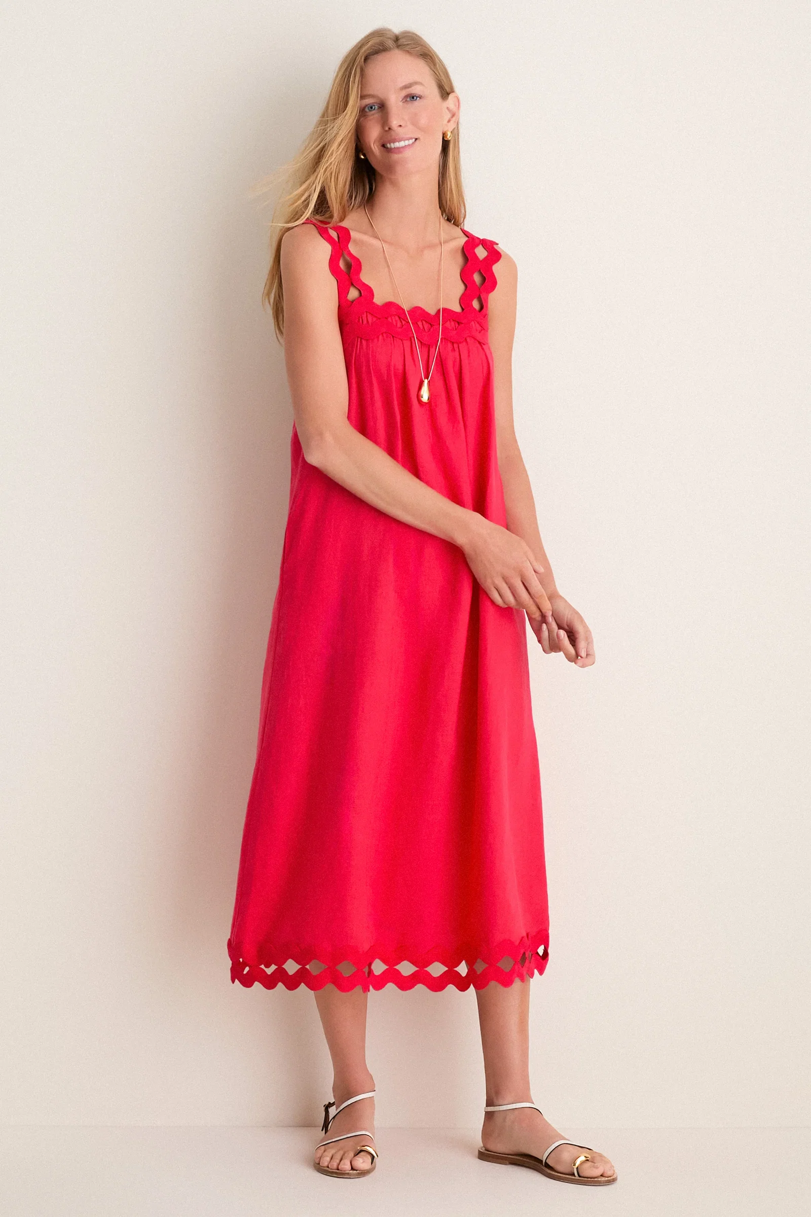 Image of Cherry Ric Rac Linen Ellis Dress