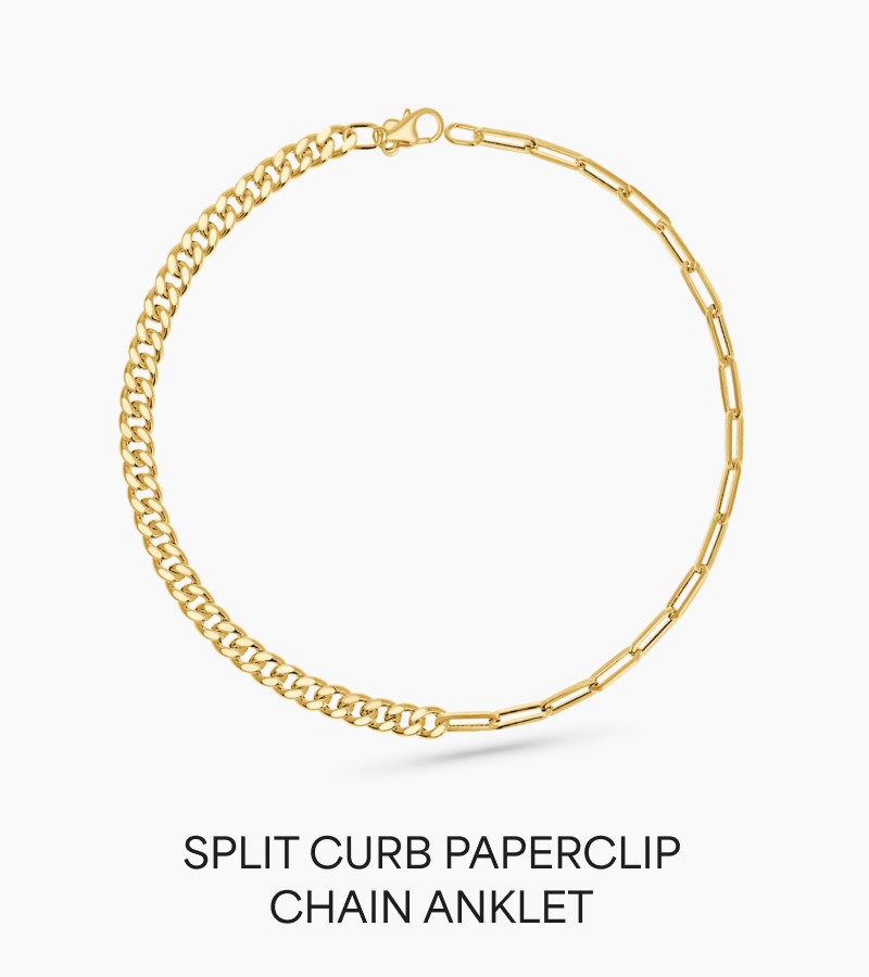 Split Curb Paperclip Chain Anklet