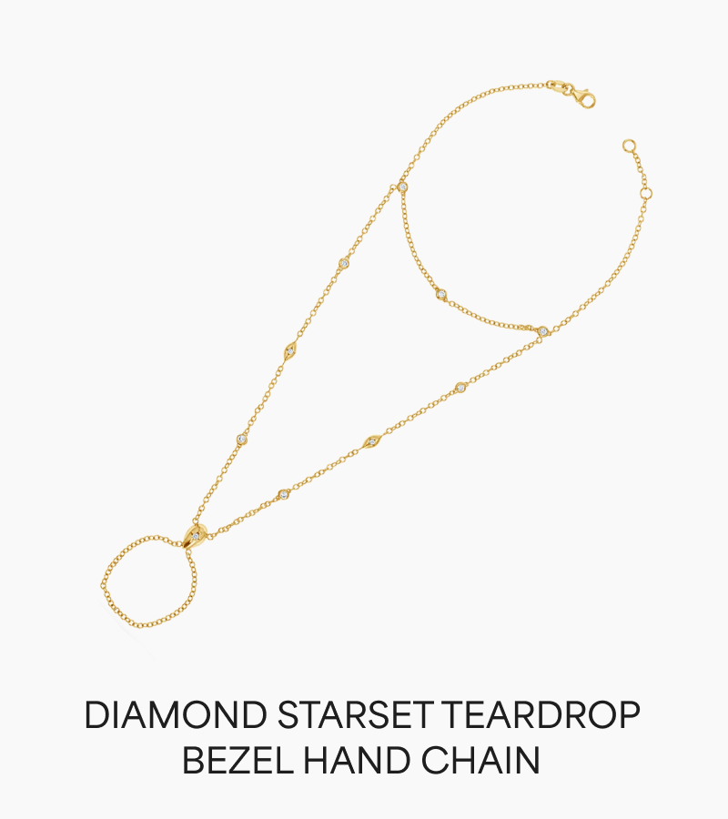 Diamond Starset Teardrop Bezel Hand Chain