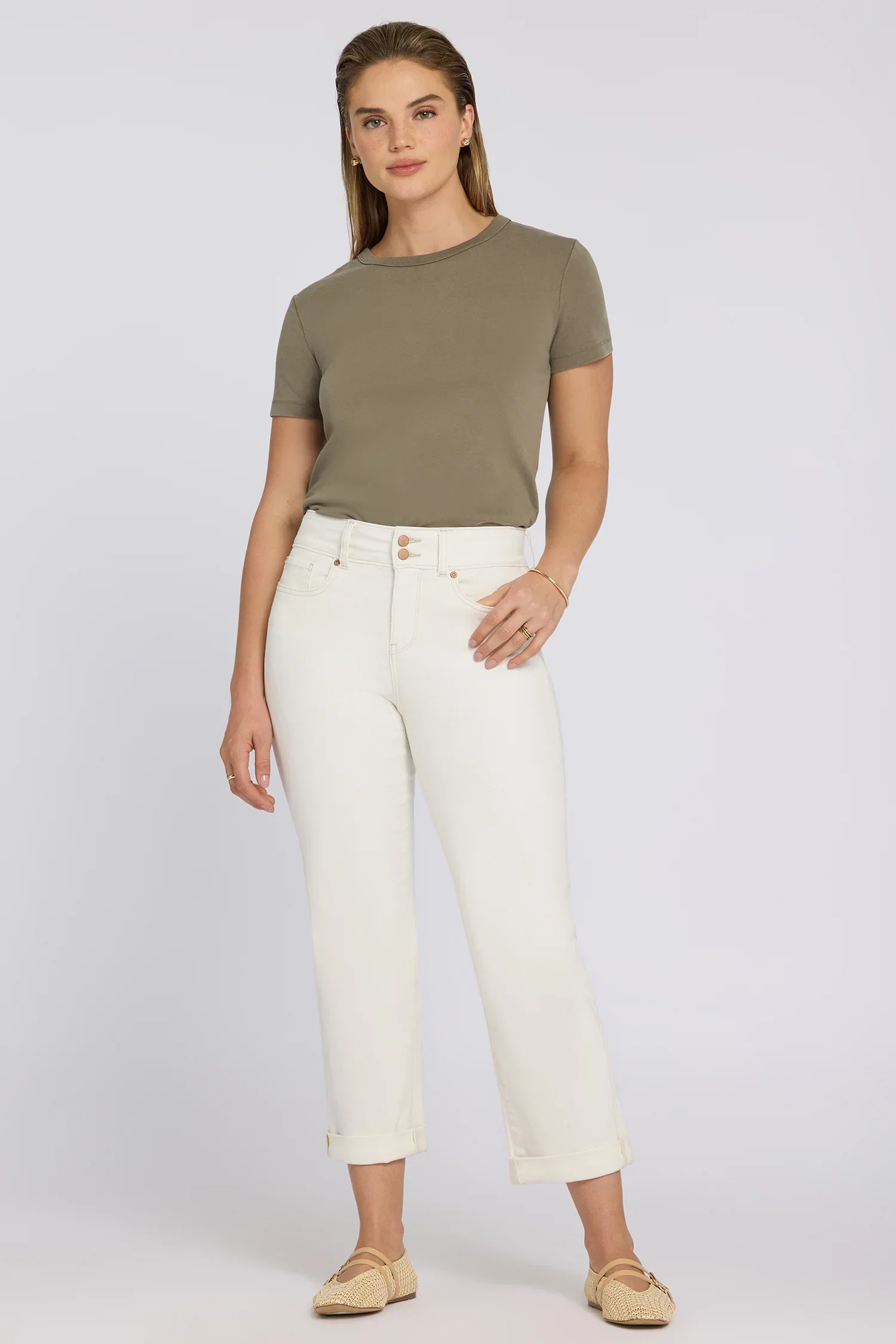 Image of Bailey Relaxed Straight Crop Jeans - Vintage White