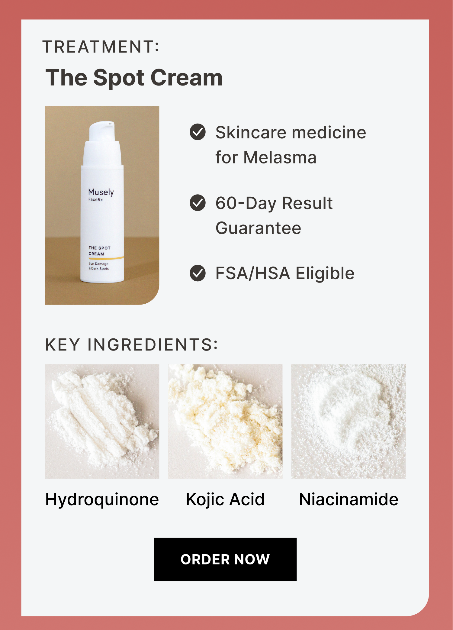 The Spot Cream is a skincare medicine for melasma.