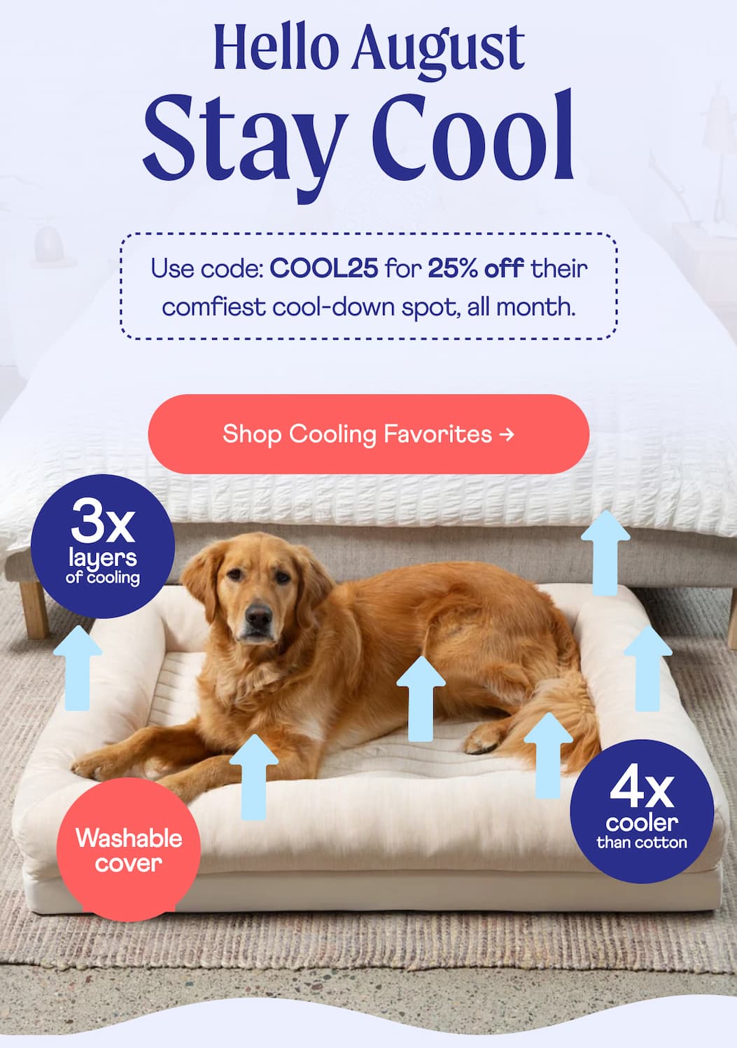 Hello August Stay Cool  | Use code: COOL25 for 25% off their comfiest cool-down spot, all month. |  Shop Cooling Favorites →