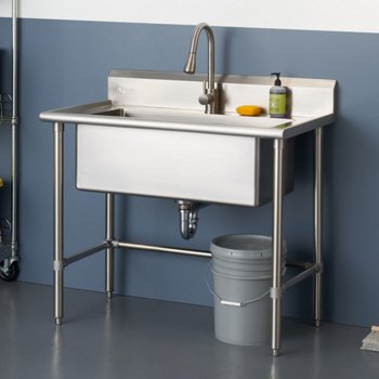 TRINITY 32-inch x 16-inch Stainless Steel Utility Sink with Pull-out Faucet