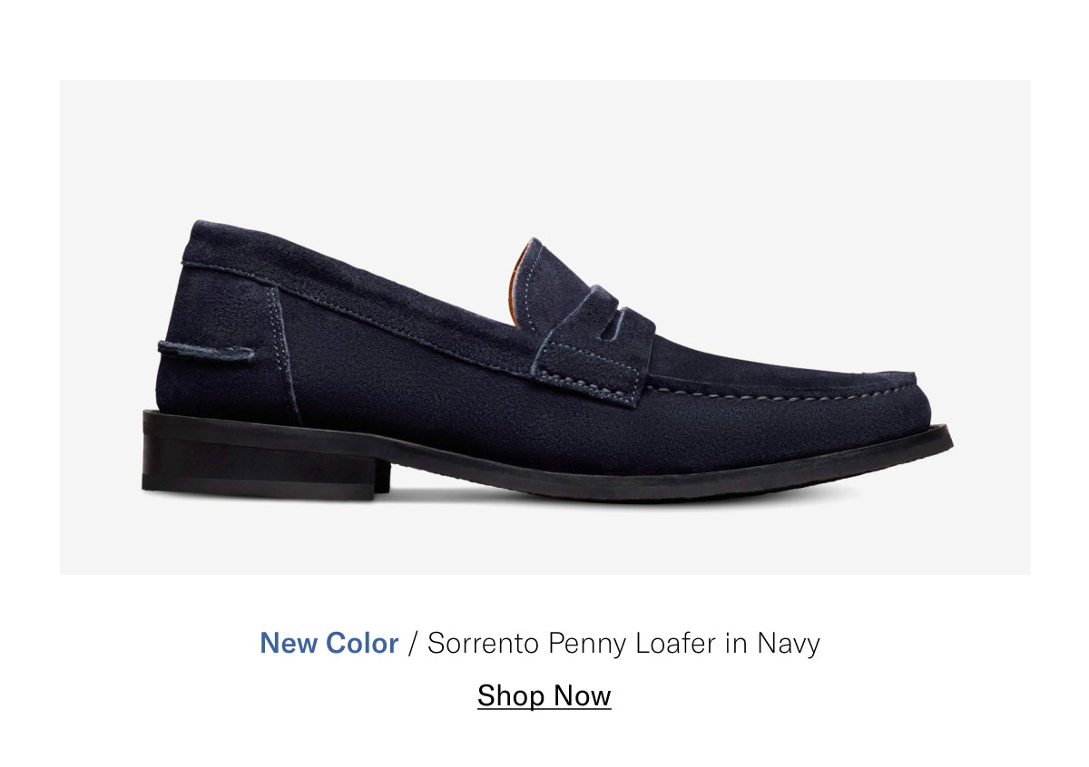 Click Here To Shop The Sorrento Penny Loafer In A New Color Navy.