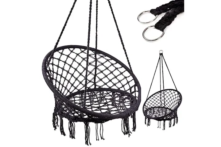 Hängfåtölj med metallram 150 kg svart 80 cm
