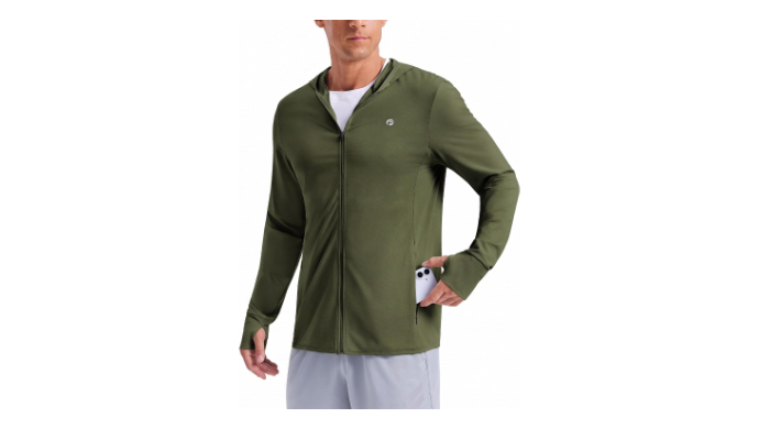 PINSPARK Mens UPF50+ Full Zip Up Hoodies Lightweig...