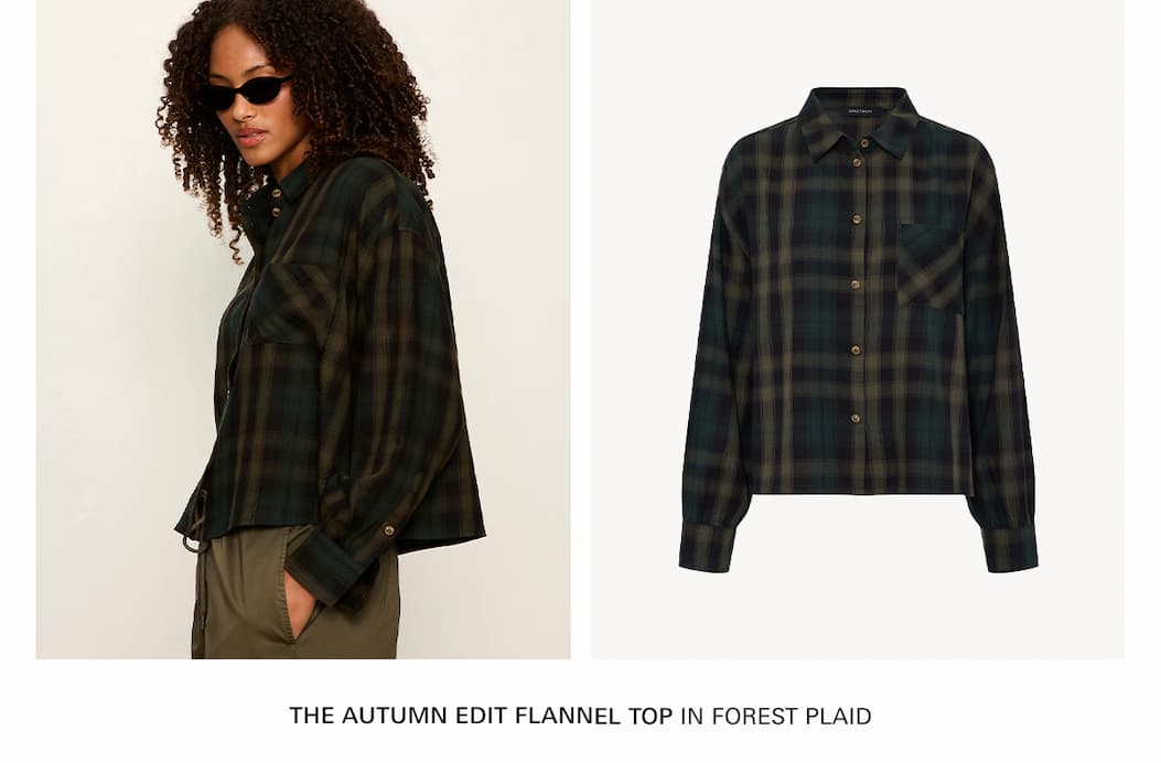 THE AUtumn flannel top in forrest plaid