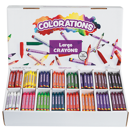 Colorations® Large Crayons, 16 Colors, Value Pack - Set of 400